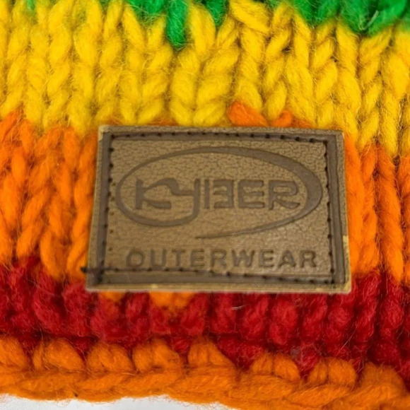Kyber Unisex 100% Wool Made in Nepal Rainbow Knit Hat Cap Ear Flaps Beanie - Picture 4 of 9